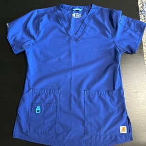 Carhartt Women's Cross-Flex Media Scrub Top Small Galaxy Blue